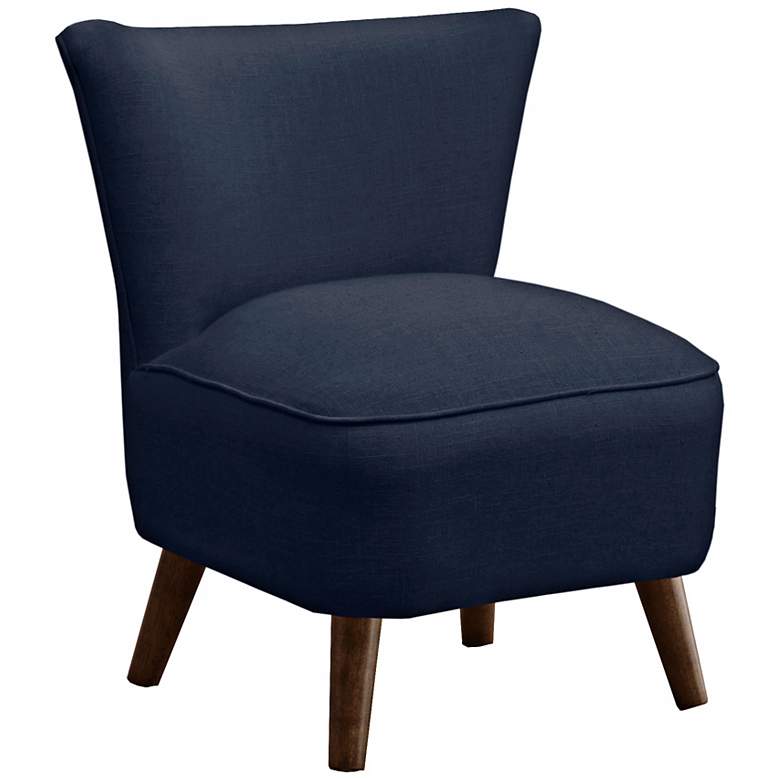 Image 1 Annabelle Mid-Century Modern Navy Linen Chair