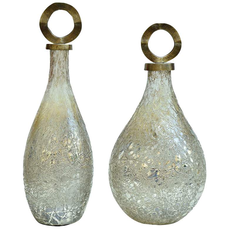 Image 1 Annalisa Covered Smoked Silver Glass Vases w/ Lids Set of 2
