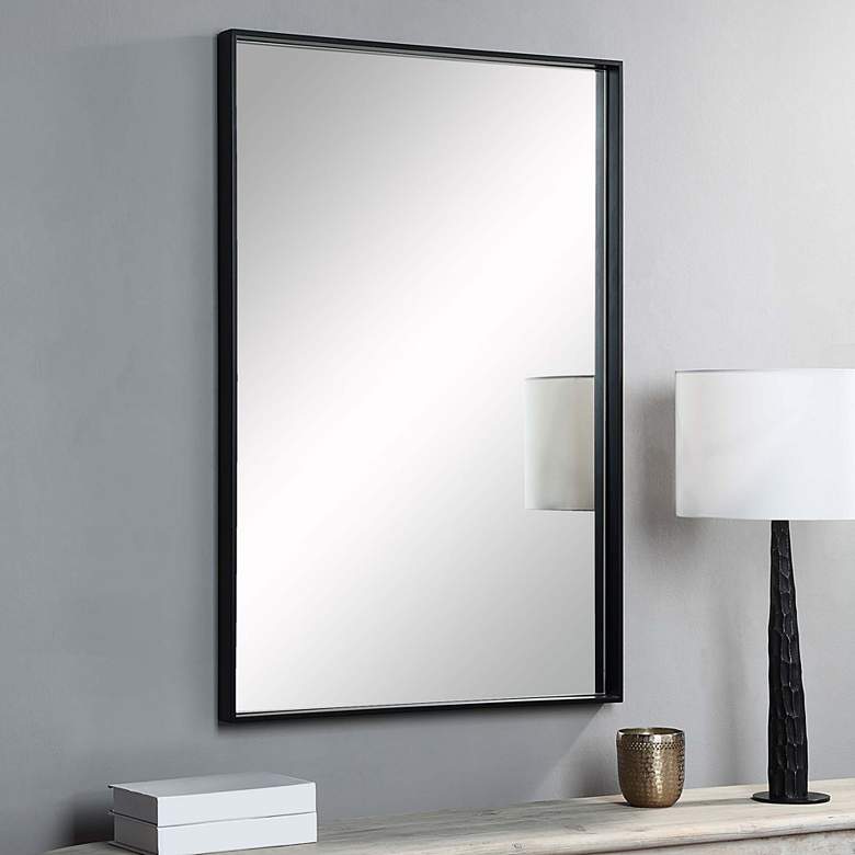 Image 1 Annalise Matte Black 30 inch x 45 inch Rectangular Wall Mirror