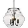 Annette 14" Wide 3-Light Matte Black Pendant With Clear Glass