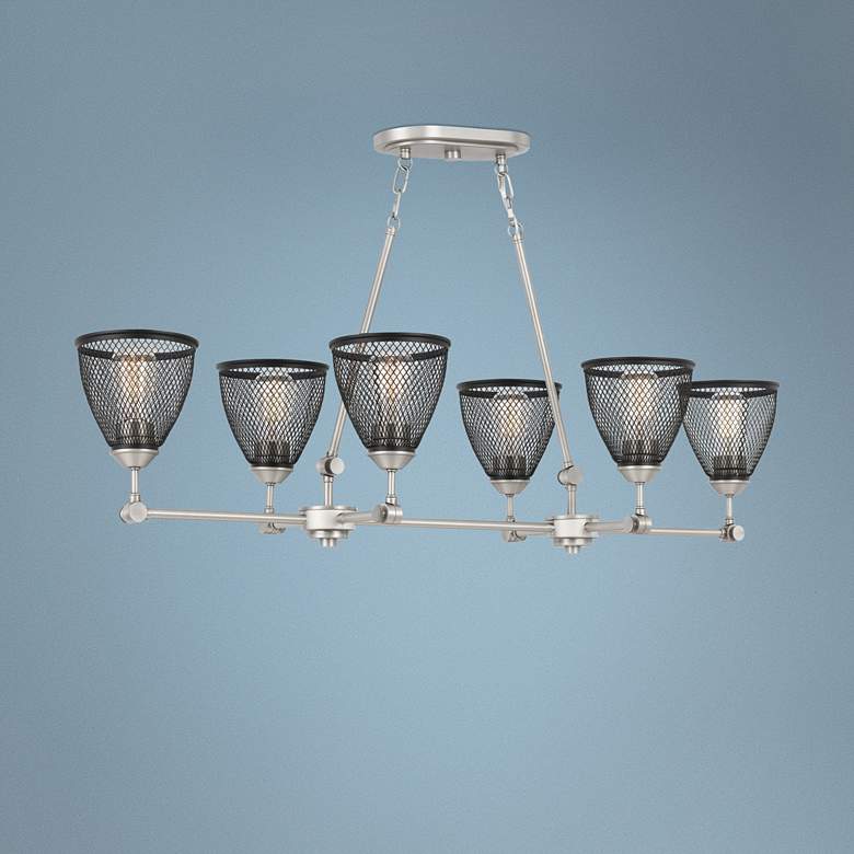 Image 1 Annex 42 1/2 inch Wide Nickel Kitchen Island Light Chandelier