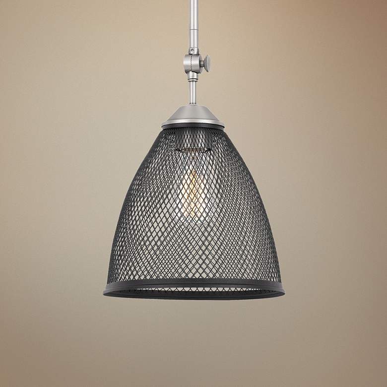 Image 1 Annex 9" Wide Antique Nickel and Matte Black Mini Pendant