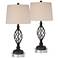 Annie 29 1/2" Iron Scroll Table Lamps with Round Acrylic Risers