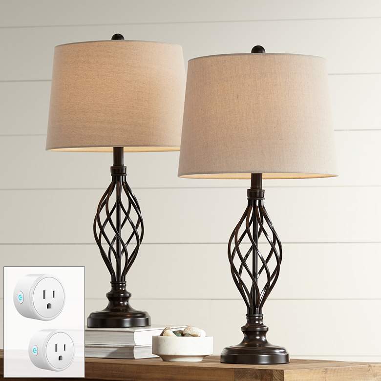 Image 1 Annie Iron Scroll Table Lamps Set of 2 with WiFi Smart Sockets