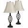 Annie Iron Scroll Table Lamps with Cream Bell Shade Set of 2