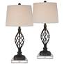 Annie Iron Scroll Table Lamps With Square Acrylic Risers