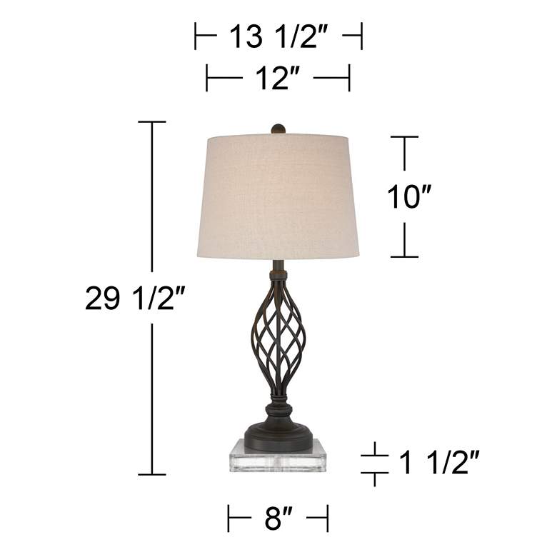 Image 5 Annie Iron Scroll Table Lamps With Square Acrylic Risers more views