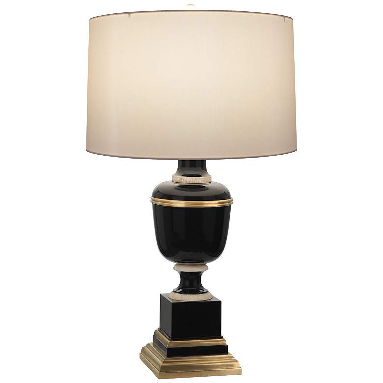 Image 1 Annika 24"H Black Lacquer Paint Brass And Ivory Lamp w/ Ivory Shade