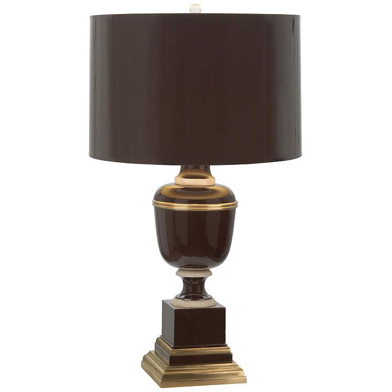 Image 1 Annika 24"H Chocolate Lacquer Brass And Ivory Lamp w/ Chocolate Shade
