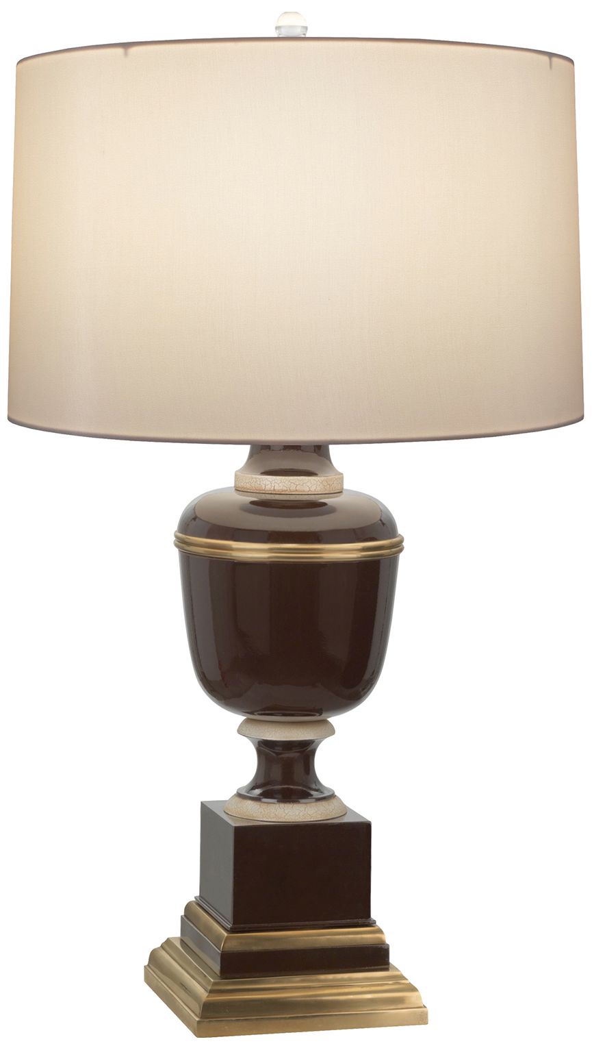 Annika 24"H Chocolate Lacquer Brass & Ivory Lamp w/Snowflake Made to Order
