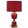 Annika 24"H Natural Brass And Ivory Crackle Accent Lamp With Red Shade
