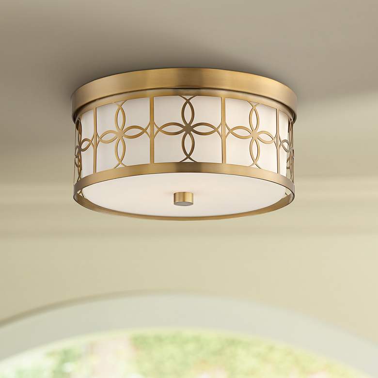 Anniversary 13 1/2&quot; Wide Vibrant Gold Drum Ceiling Light