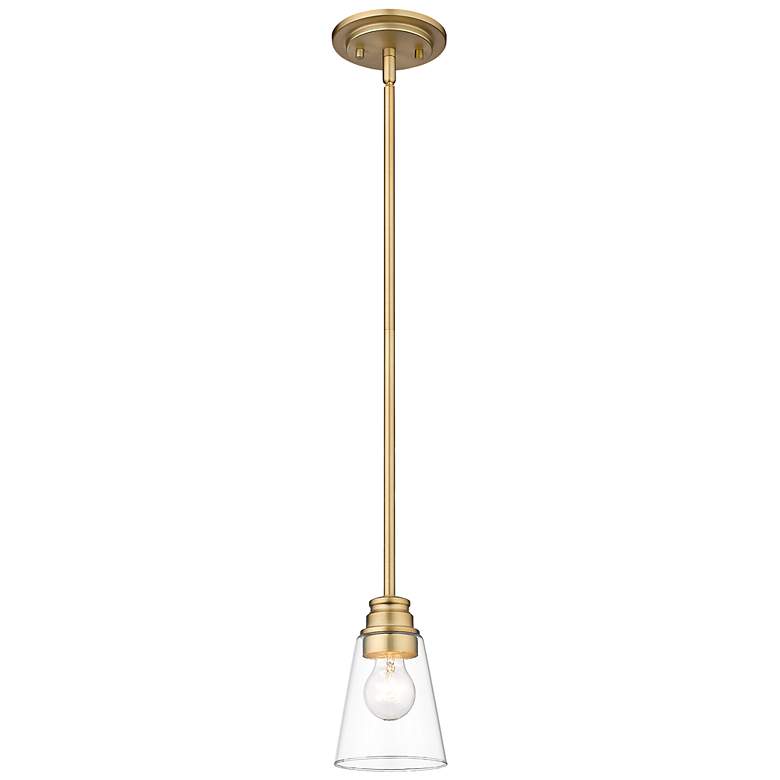 Image 1 Annora 4 3/4" Wide Olde Brass and Clear Glass Mini Pendant