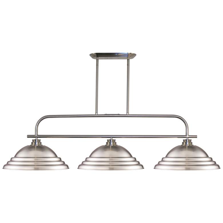 Image 1 Annora 53 1/2" Wide Brushed Nickel 3-Light Billiard Pendant