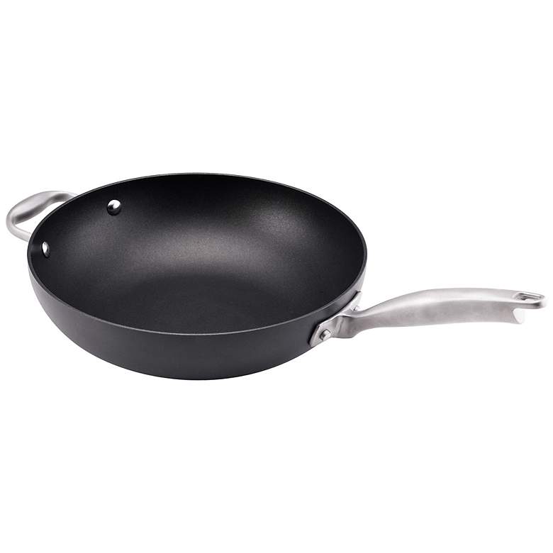 Image 1 Anolon Titanium 12 inch Black Open Stir Fry Pan with Handle