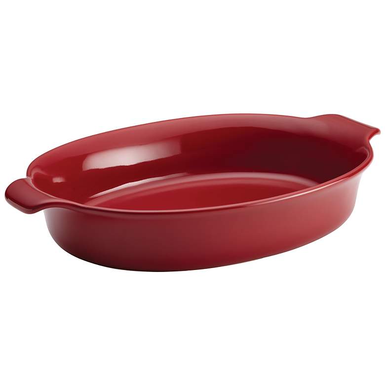 Image 1 Anolon Vesta 19 inch Wide Stoneware Paprika Red Oval Baking Dish