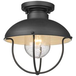 Ansel 11" Wide Black Cage Outdoor Ceiling Light