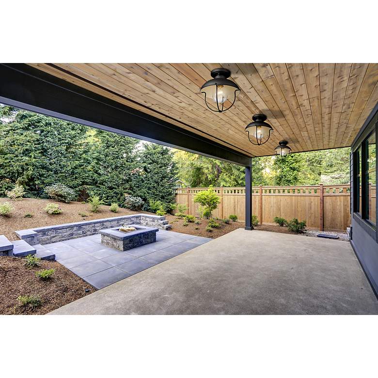 Image 4 Ansel 11" Wide Black Cage Outdoor Ceiling Light more views