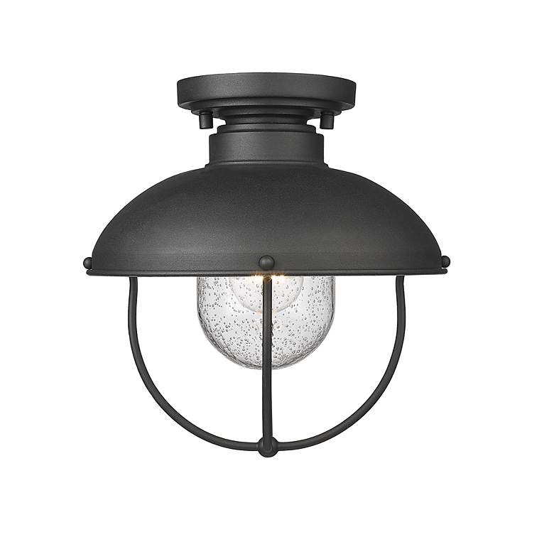 Image 5 Ansel 11" Wide Black Cage Outdoor Ceiling Light more views