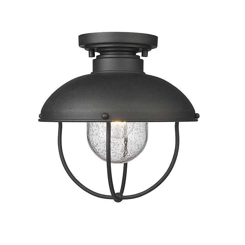 Image 6 Ansel 11" Wide Black Cage Outdoor Ceiling Light more views
