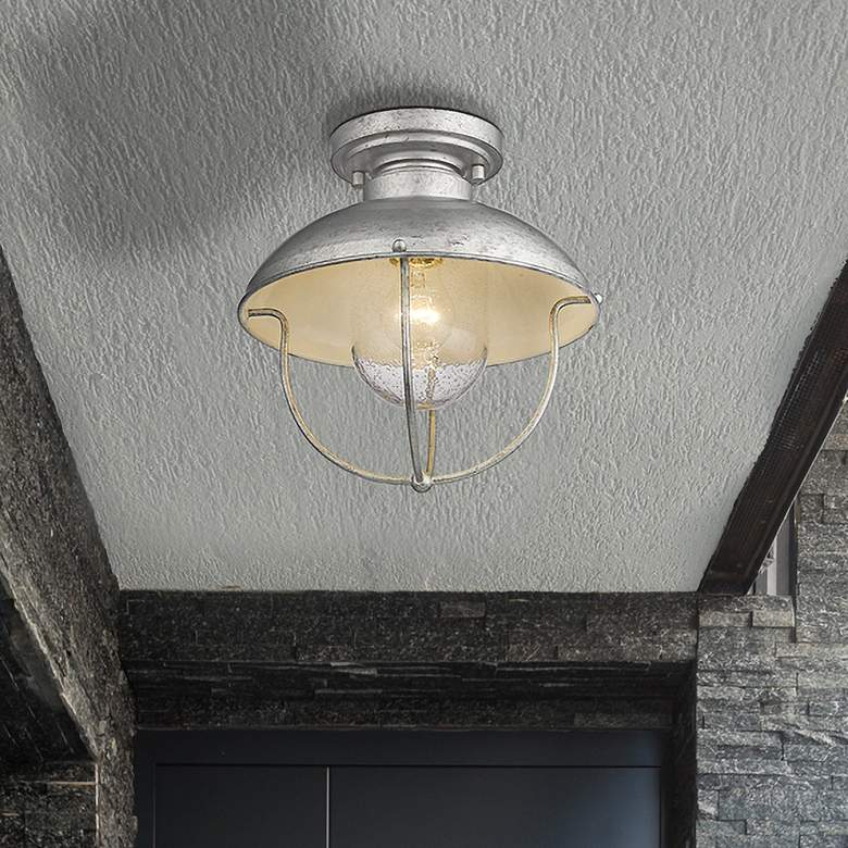 Image 1 Ansel 11" Wide Galvanized Outdoor Ceiling Light