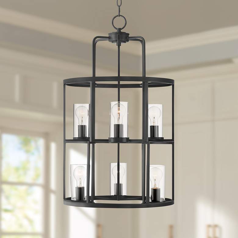 Image 1 Ansel 19" Wide Bronze 2-Tier 6-Light Foyer Pendant Light