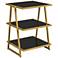 Ansel 21" Wide Black Glass and Gold 2-Shelf Accent Table