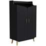 Ansel 31 1/2" Wide Black Wood 7-Shelf 2-Door Shoe Cabinet