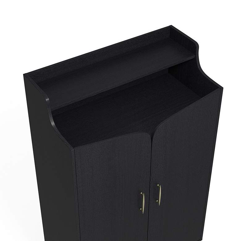 Image 3 Ansel 31 1/2" Wide Black Wood 7-Shelf 2-Door Shoe Cabinet more views