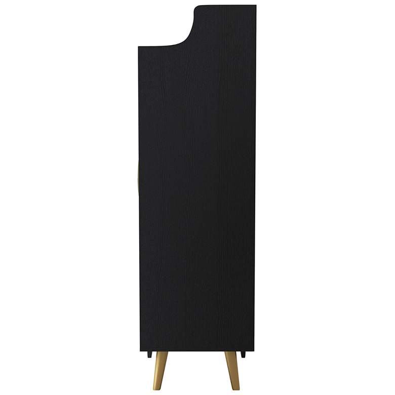 Image 6 Ansel 31 1/2" Wide Black Wood 7-Shelf 2-Door Shoe Cabinet more views