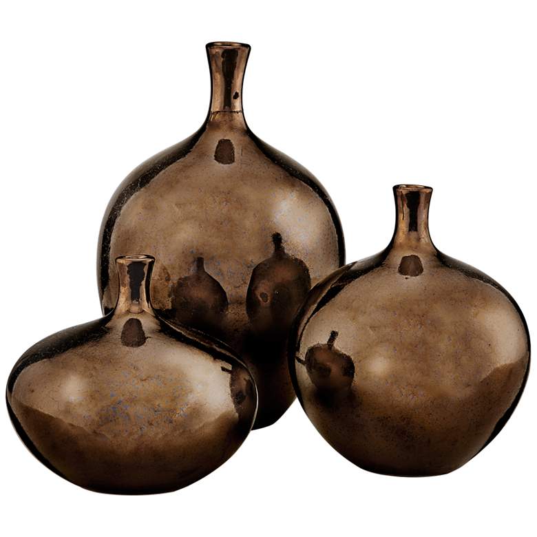 Ansen Metallic Bronze Ceramic Decorative Vases Set of 3