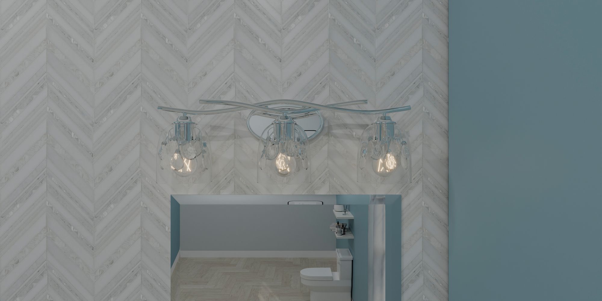 Ansley 24" Wide Polished Chrome 3-Light Vanity Bath Light