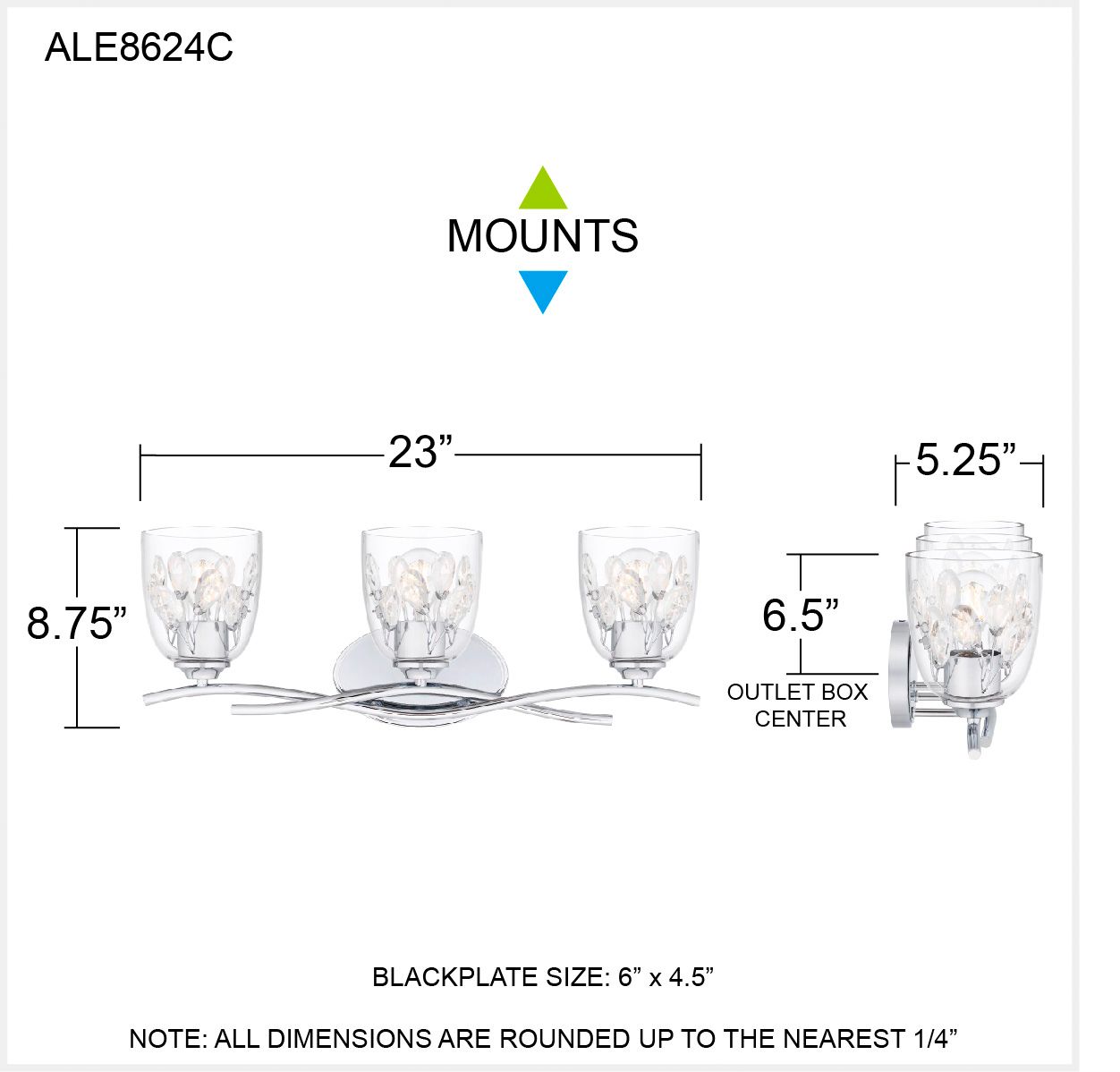 Ansley 24" Wide Polished Chrome 3-Light Vanity Bath Light