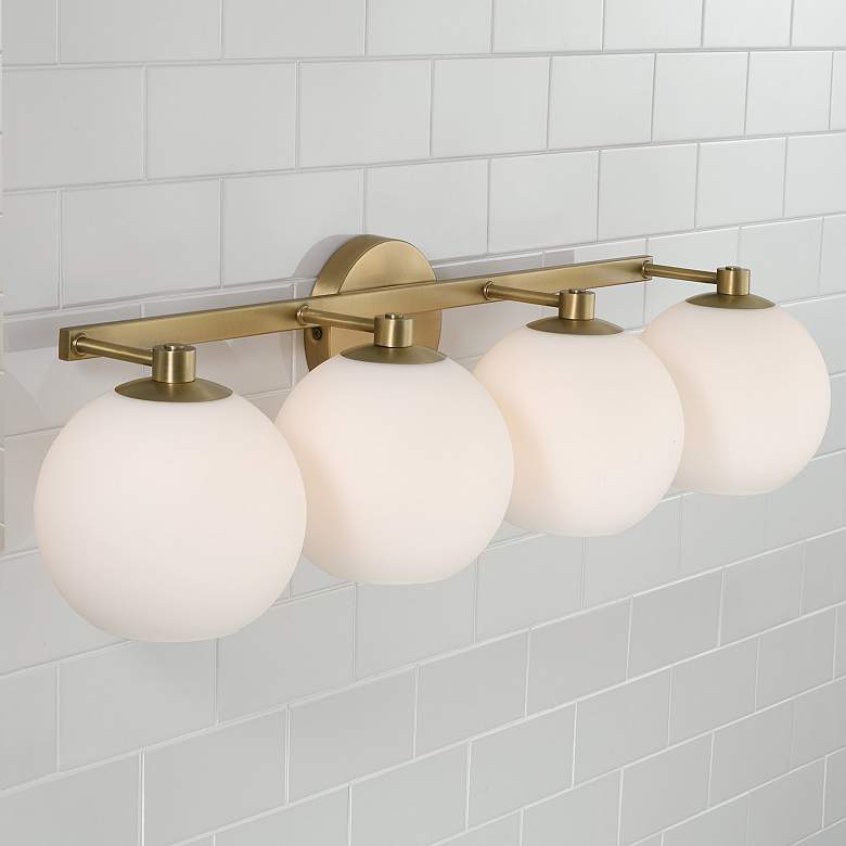 Image 1 Ansley 31" Wide Aged Brass 4-Light Vanity Bath Light