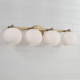Ansley 31" Wide Aged Brass 4-Light Vanity Bath Light Ansley 31" Wide Aged Brass 4-Light Vanity Bath Light