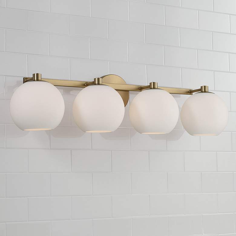 Image 3 Ansley 31" Wide Aged Brass 4-Light Vanity Bath Light more views