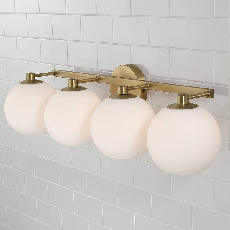 Image 4 Ansley 31" Wide Aged Brass 4-Light Vanity Bath Light more views