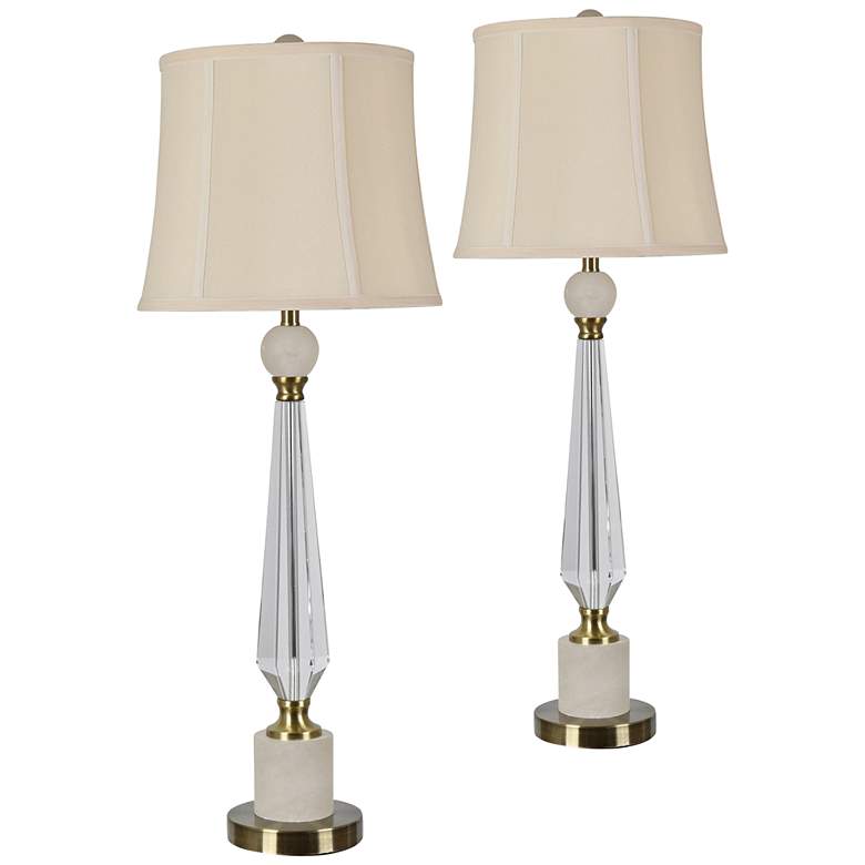 Image 1 Ansley Alabaster and Crystal Buffet Table Lamps Set of 2
