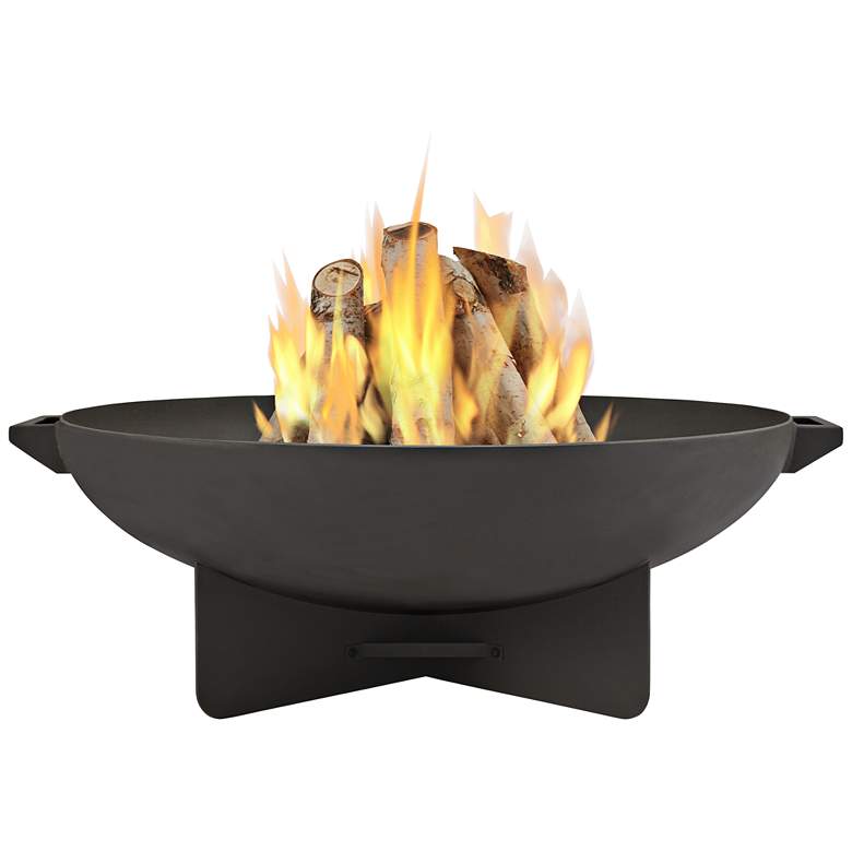 Anson Dark Gray Steel Wood-Burning Round Fire Bowl
