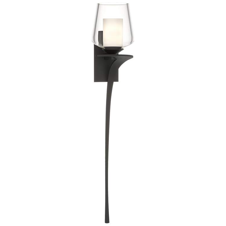 Image 1 Antasia 26.5 inchH Right Black Sconce w/ Opal and Clear Double Glass Shade