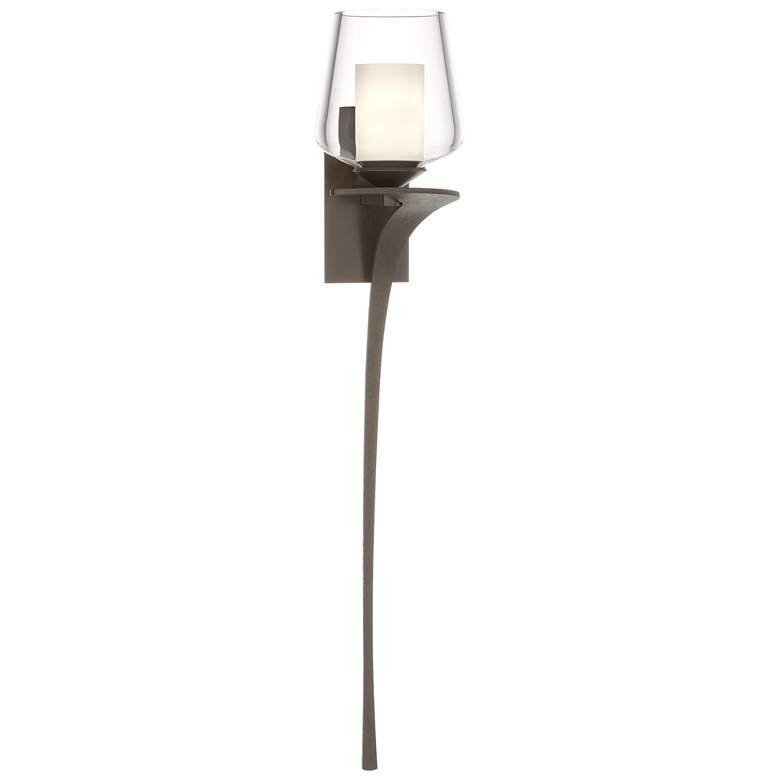 Image 1 Antasia 26.5"H Right Bronze Sconce w/ Opal and Clear Double Glass Shad