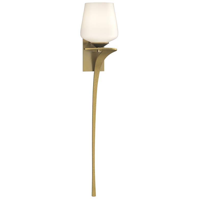 Image 1 Antasia 26.7 inchH Opal Glass Right Orientation Modern Brass Sconce