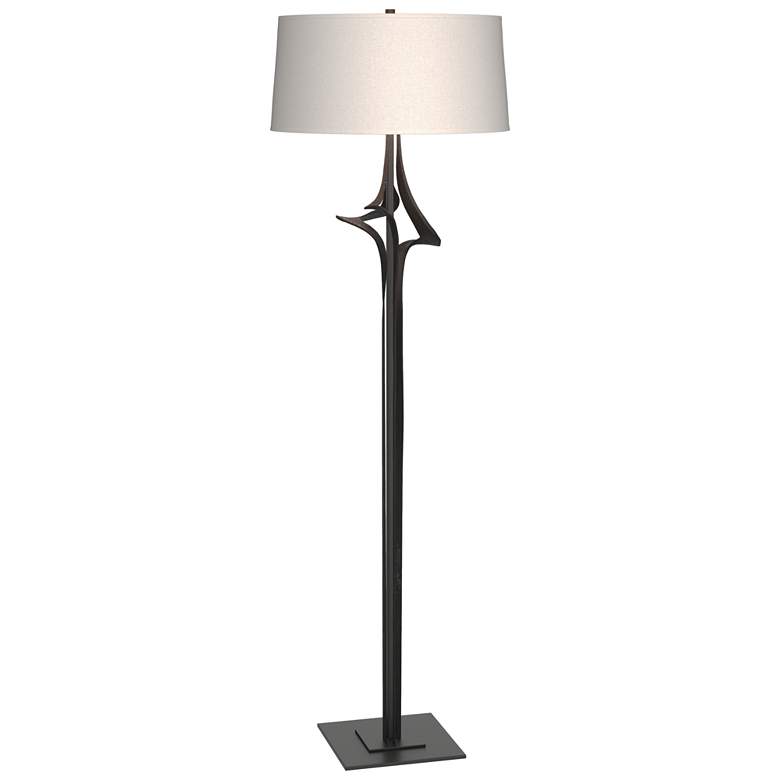 Image 1 Antasia 58.6" High Black Floor Lamp With Flax Shade