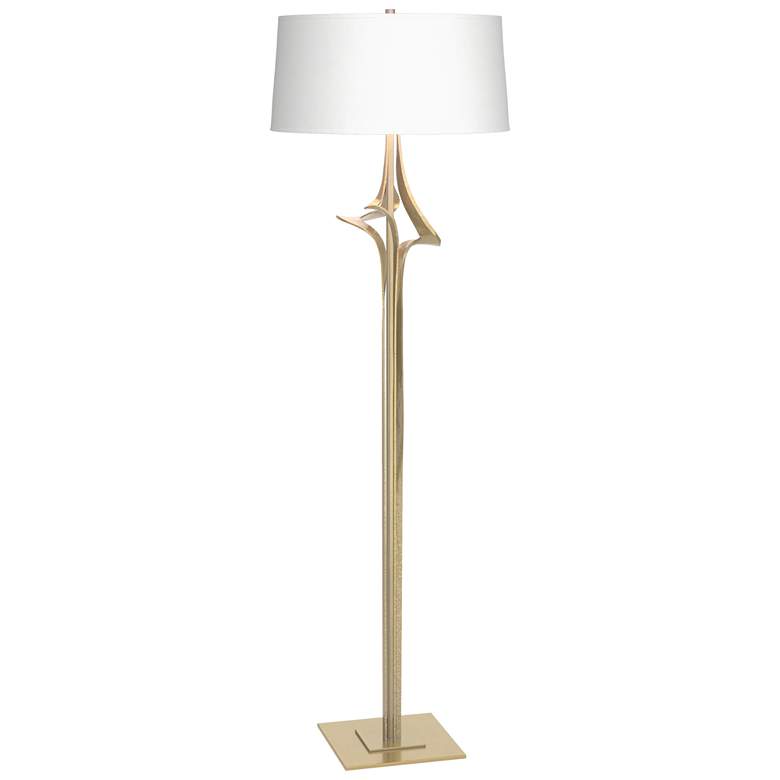 Image 1 Antasia 58.6" High Modern Brass Floor Lamp With Natural Anna Shade