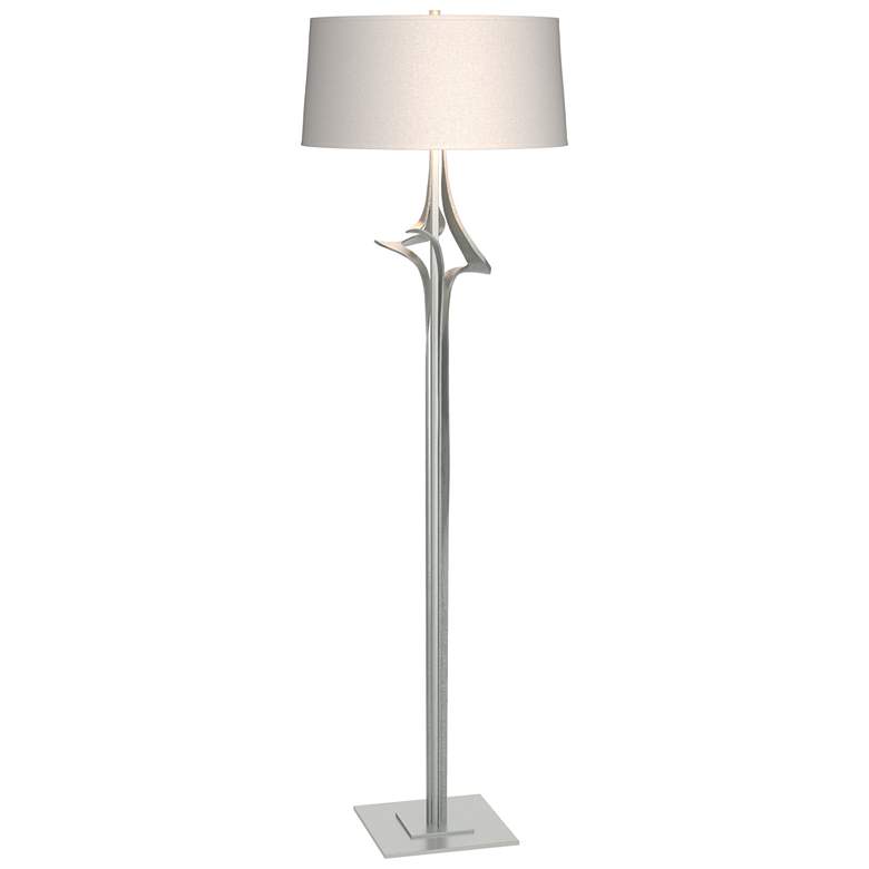 Image 1 Antasia 58.6 inch High Vintage Platinum Floor Lamp With Flax Shade