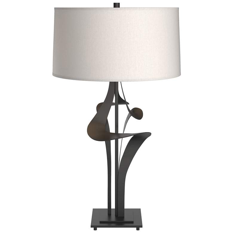 Image 1 Antasia Table Lamp - Black Finish - Flax Shade