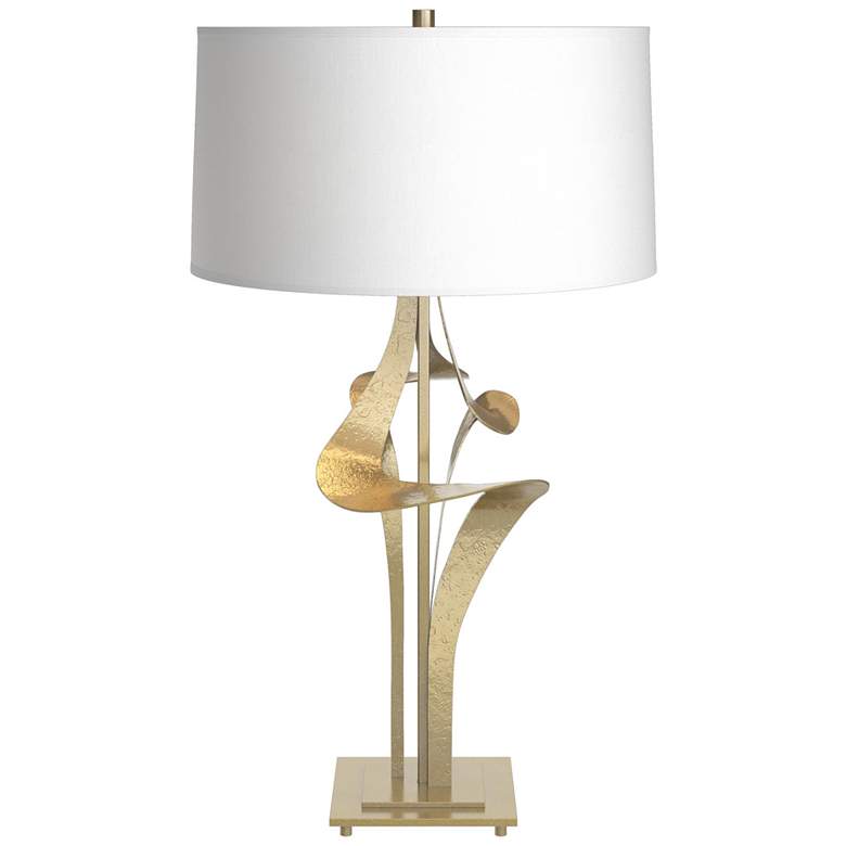 Image 1 Antasia Table Lamp - Modern Brass Finish - Natural Anna Shade