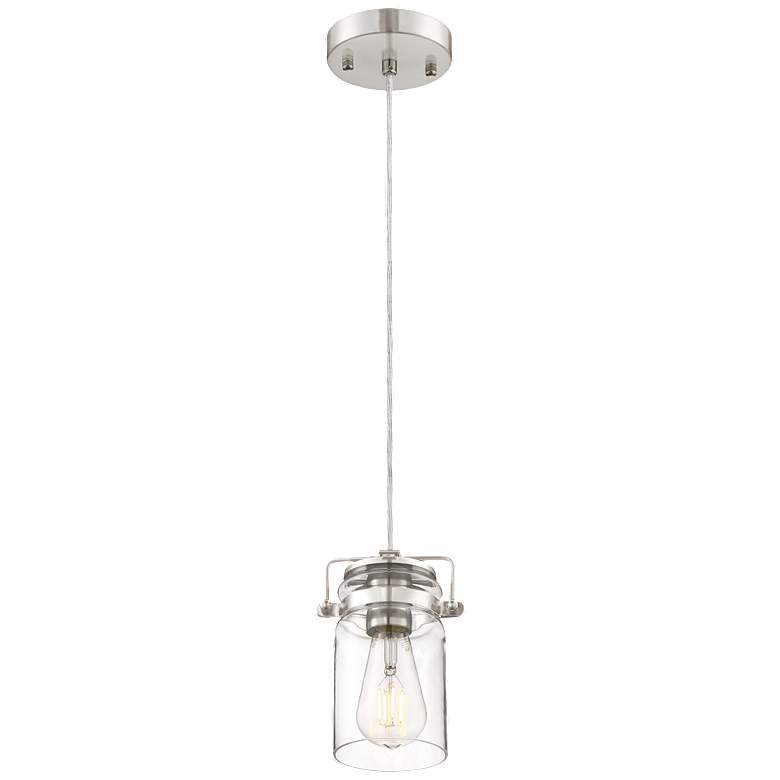 Image 1 Antebellum; 1 Light; Mini Pendant; Brushed Nickel Finish w/ Clear Glass