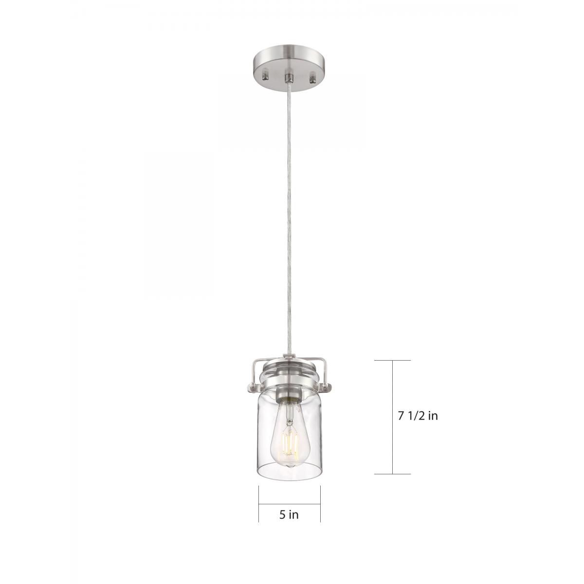 Image 2 Antebellum; 1 Light; Mini Pendant; Brushed Nickel Finish w/ Clear Glass more views