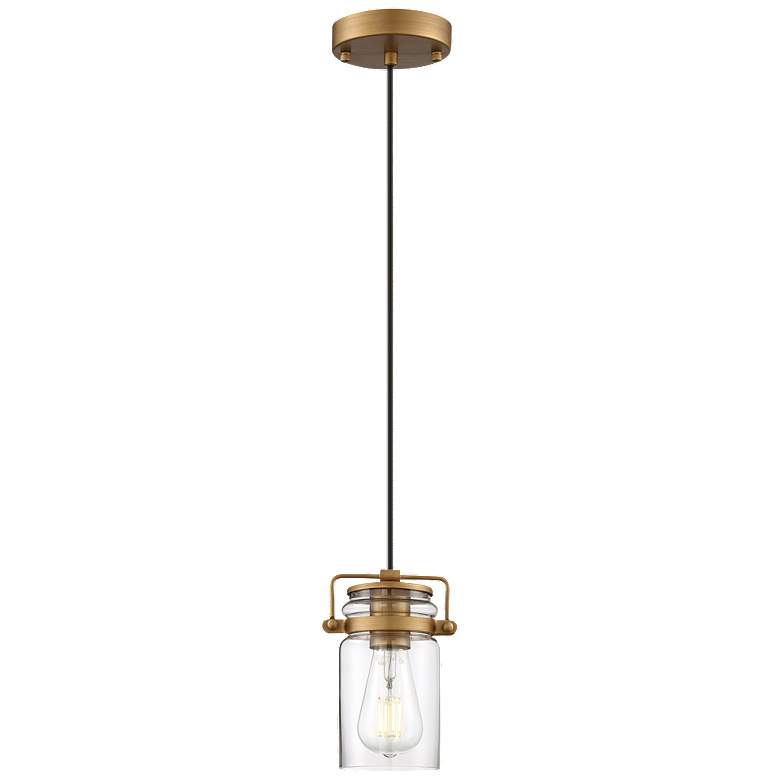 Image 1 Antebellum; 1 Light; Mini Pendant; Vintage Brass Finish w/ Clear Glass